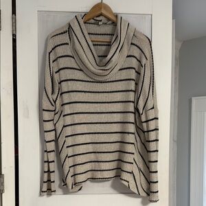 Striped Cream and Black Women's Sweater
